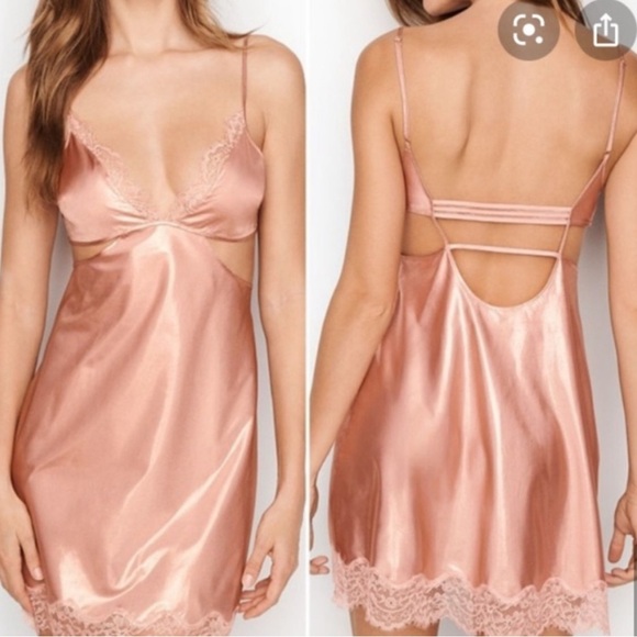 2/$10💕Victoria's Secret Deep Wine Satin Chemise - Picture 2 of 10